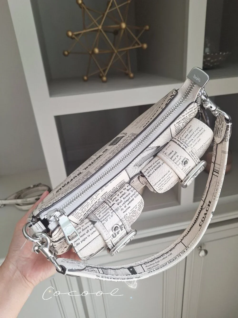 NWT Coach Ashton Shoulder Bag With Newspaper Print CDC12